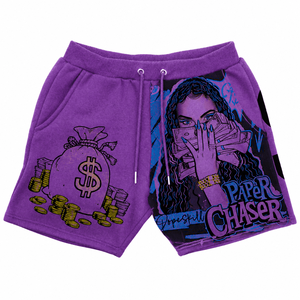 Pantalones Cortos Personalizados para Hombre con Estampado Gráfico, Estilo Urbano, Color Morado, Proveedor Mayorista OEM, Fabricante al por Mayor - Product Image 1