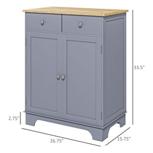 Curio Credenza <b>Sideboard</b> Cabinet Solid Wood Top Adjustable Shelf 2 Drawers for <b>Kitchen</b> or Living Room Storage - Product Image 3