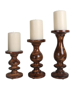 Support de bougie en bois, design perlé, artisanat, 2 pièces de tailles différentes, décoration de table à manger, porte-bougie en bois - Product Image 5