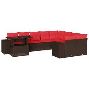 Juego de sofás de jardín de ratán sintético marrón de 10 piezas con cojines, colección de muebles de patio - Product Image 2