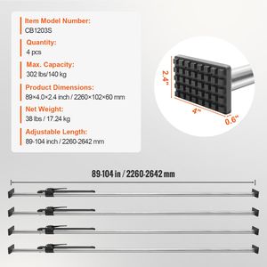 Barra di Stabilizzazione per Camion Regolabile da 89-104 Pollici, in Acciaio Resistente, Capacità 309 Libbre, Accessori per il Controllo del Carico - Product Image 4