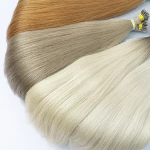 Atember aubende Nano-Haar verlängerungen Echthaar Nagel haut ausgerichtet Jungfrau 100 Echthaar-Bündel für Frauen