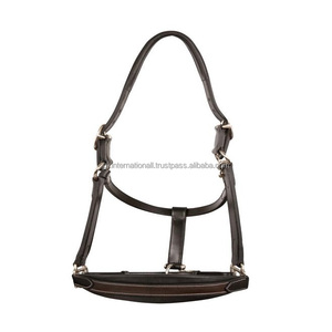 Licou de cheval en cuir de vache souple et robuste avec rembourrage en cuir de vache double couche entièrement réglable avec couronne à double boucle en métal solide - Product Image 5