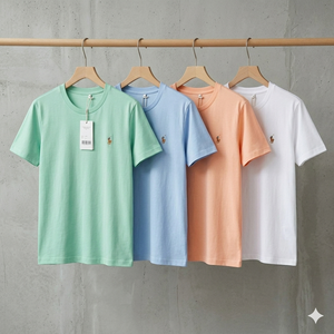 100% Cotton Men's Short Sleeve Regular Fit Casual T-Shirt 180g Wholesale Embroidered <b>Logo</b> Solid Pattern - Product Image 4