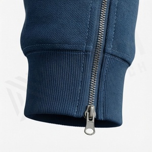 <b>Men's</b> <b>Navy</b> Blue Hooded Tracksuit Solid Color Zipper Front Casual Sportswear Full Sleeve <b>Joggers</b> Set Regular Fit Autumn Wear - Product Image 6