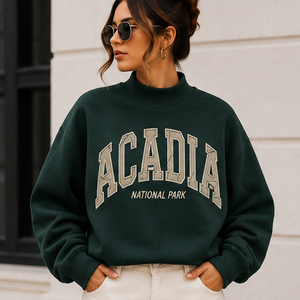 Sudadera de cuello alto oversize para mujer OEM con estampado de letras de parque nacional, de punto, corte regular, estilo otoñal - Product Image 2