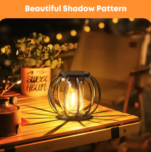 Lámpara Solar Colgante para Exteriores, Impermeable, con Jaula Metálica y Luz LED Cálida con Patrón de Sombra para Decoración de Jardín y Patio - Product Image 3