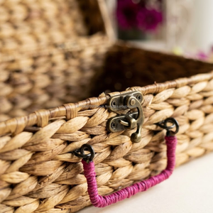 Panier de rangement pour vêtements en osier naturel fait main et écologique avec couvercle à charnières 12x7x4 pouces, idéal pour la maison, cadeau, vente en gros, OEM - Product Image 2
