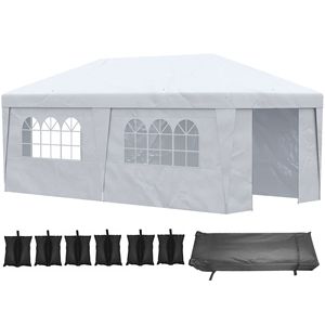 "20x10 Pop up <b>Canopy</b> <b>Tent</b> with Sidewalls Double Doors Wheeled Bag White" - Product Image 1