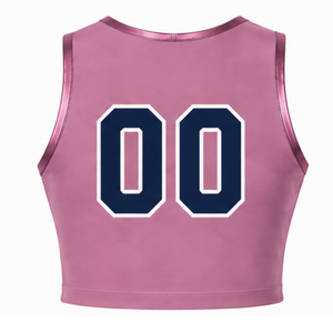 <b>Rose</b> Pink Cheerleading Jersey Sleeveless Crop <b>Top</b> Custom Team Sports Uniform Performance Athletic Wear Training Apparel - Product Image 2