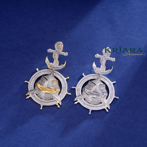 จี้รูปสมอเรือฉลามเงินแท้ 925 ชุบทอง 18K ประดับเพชรทรงกลมเพาะเลี้ยงในห้องปฏิบัติการ ดีไซน์หรูหรา เหมาะสำหรับทั้งชายและหญิง - Product Image 6