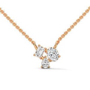 Rose Gold Diamond Pendant Necklace Three Stone <b>Charm</b> Jewelry for Women Party Gift - Product Image 1