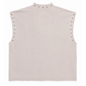 Glory Custom Men's Punk Style Sleeveless Tank Top With Winged Angel Print And Rivet Details Crew <b>Neck</b> 100% Cotton Tank Top - Product Image 2