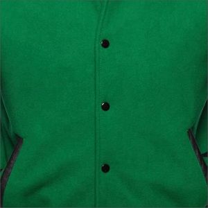 Nouvelle veste bomber universitaire en laine bleu roi et cuir noir, col montant, style universitaire, design streetwear, logo frontal - pour l'hiver - Product Image 2