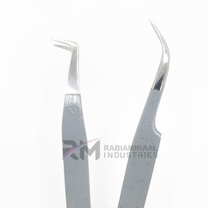RMI Silver Tip Curve Boot Point Silver Powder Color Tweezers High Quality Stainless Steel Eco-Friendly Anti-Static Eyelash - Product Image 5
