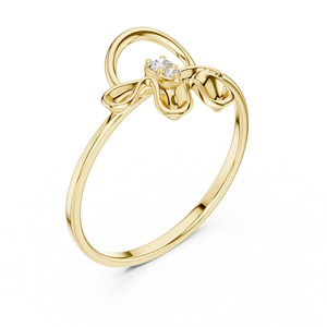 Anillo Minimalista en Forma de Flor de Oro Amarillo Sólido de 10k, 14k, 18k con Diamantes Cultivados en Laboratorio de Corte Redondo, Anillo de Boda Clásico, Regalo para Ella - Product Image 3