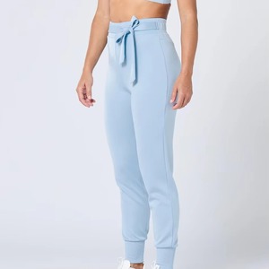 OEM Women Wide Leg Joggers High Elastic <b>Drawstring</b> Waist Breathable Quick Dry Running Spandex Cotton Track <b>Trousers</b> - Product Image 1