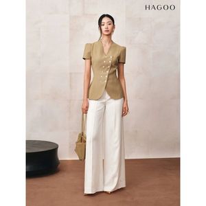 Blusa de Manga Corta con Cuello en V de Color Sólido para Mujer, Estilo Casual Elegante, Venta al Por Mayor, Modelo A8197 - Product Image 3