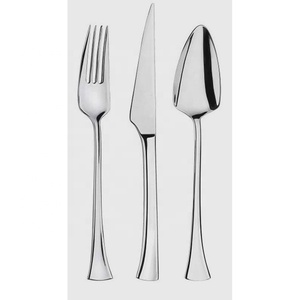 Vente en gros de couteau à manche long design en acier inoxydable de simplicité, poignée brute polie argentée, cuillère, fourchette, ensemble de couverts - Product Image 4