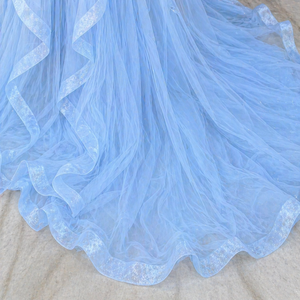 Robe de soirée de luxe bleu ciel, asymétrique, bustier, à sequins, mini-robe avec traîne à volants, élégante pour soirée et bal de promo - Product Image 5