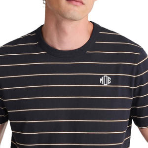 เสื้อยืดผู้ชายลายทางแนวนอน ผ้าฝ้าย 100% ปักโลโก้ตามสั่ง คอกลม สวมใส่สบาย ทรงคลาสสิก เนื้อผ้านุ่ม ขายส่ง - Product Image 3