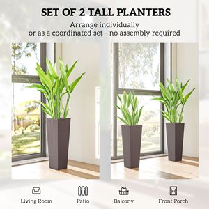 Lot de 2 pots de fleurs en plastique de 23,6 pouces pour plantes d'extérieur, avec 2 trous de drainage, couleur marron, pour acheteurs professionnels, hôtels, emballés en carton (lot de 2) - Product Image 4