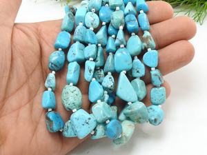 Arizona Turquoise Blue Rough Tumble <b>Bead</b>-Smooth Polished-10Inch 8-15MM Loose Raw Natural <b>Stone</b> <b>Beads</b> for Jewelry Making - Product Image 2
