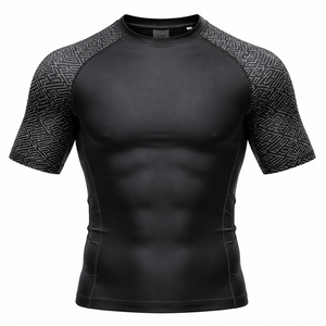 Rashguard BJJ MMA pour hommes, manches courtes, compression, UPF50+, imperméable, écologique, 220g, spandex, anti-déchirure, No-Gi Grappling, adultes - Product Image 1