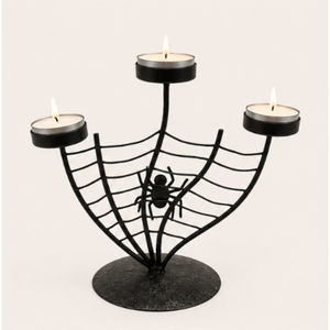 Candelabro de Halloween con Diseño de Telaraña, de Metal Negro, 3 Brazos, Estilo Gótico, para Decoración de Mesa de Fiesta Espeluznante y Centro de Mesa para Casa Encantada - Product Image 1