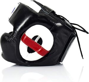 Protector de Cabeza de Boxeo con Diseño Personalizado, Impreso, de Cuero PU, Equipo de Entrenamiento Protector, Negro con Detalles en Blanco y Rojo - Product Image 3