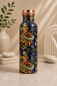 Botella de Agua de Cobre Esmaltado con Diseño Floral de Mariposas Negras, Hecha a Mano, Botella Decorativa de Cobre Puro con Estampado, a Prueba de Fugas - Product Image 6
