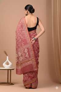 Sari en soie Chanderi avec motif floral et pallu riche - Product Image 4