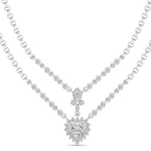 REYES Shining Double Layer Heart Cut 5.53 Carat Moissanite Necklaces Luxury 14K 18K 22K <b>Solid</b> <b>Gold</b> Gifts Fine Jewelry For Women - Product Image 2