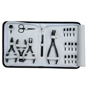 Kit d'accessoires pour extensions capillaires de salon : Perles, Pince à friser, Pince de dépose, Coupe-ligatures, Crochet de tirage, Pince à sectionner, Ciseaux - Product Image 1