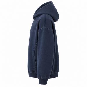 Custom Heavyweight Acid Washed <b>Navy</b> Oversized Hoodie Embroidery <b>Men</b> Streetwear OEM Private Label Cotton <b>Fleece</b> Supplier - Product Image 4