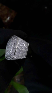 Luxury Moissanite Iced Out <b>Ring</b> 925 <b>Silver</b> Statement Hip Hop Cocktail <b>Ring</b> for <b>Men</b> Women Fashion Jewelry Gift - Product Image 3