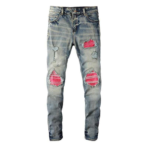 Premium <b>Men's</b> <b>Stretch</b> Straight High Waist Dark Denim Pants Summer Solid Breathable Waterproof Casual Streetwear Apparel Supplier - Product Image 2