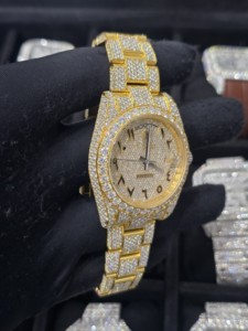 Reloj de Lujo para Hombre, Estilo Hip Hop, Personalizado, Mecánico Automático, de Acero Inoxidable, 16mm 12mm, con Diamantes Moissanite VVS, Chapado en Oro - Product Image 2