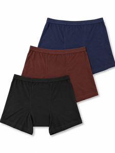 Unipads Pantalons menstruels en coton sans ailettes, design boxer classique, marron foncé, bleu marine, noir, modèle UNI - Product Image 1