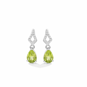 Pendientes de Plata de Ley 925 con Peridoto en Forma de Pera, Diseño Geométrico Delta, Chapados en Oro, Modernos, con Piedras Preciosas - Product Image 4