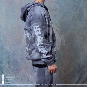 Sudadera con capucha de forro polar de invierno con logotipo personalizado de pedrería, al por mayor, de algodón 100% de alto gramaje, efecto descolorido por el sol, estilo urbano, para hombre, oversize - Product Image 4