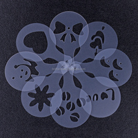 Modèle de fleur en plastique à impression café, pochoirs de Barista, outils de décoration de café, Gadgets de cuisine, moule de guirlande 16 pièces