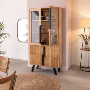 Vitrina de exhibición Vandana Optima Novara de madera de acacia y metal - Product Image 3