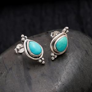 Elegant Bohemian Natural Arizona Turquoise <b>Stud</b> Earrings Women Fashionable Jewelry Bezel Setting Pear Shape Engagement Earring - Product Image 2