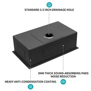 Lavello da cucina sottopiano nero canna di fucile da 30 pollici, calibro 16, vasca singola con profondità di 10 pollici, 30x18x10 pollici - Product Image 6