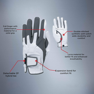 Gants de golf blancs en similicuir synthétique souple antidérapant à excellente adhérence pour adultes, durables pour un confort supplémentaire, également disponibles en cuir véritable - Product Image 3