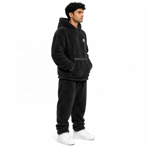 Conjunto de Sudadera con Capucha y Pantalones Deportivos de Felpa para Hombre, con Tela Suave y Acogedora, Diseño Cálido para Invierno, para Pedidos al por Mayor, ODM, OEM, EE. UU. - Product Image 2