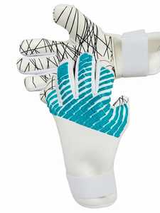 Gants de gardien de but de football blancs avec protection des doigts en caoutchouc bleu antidérapant, sangle de poignet réglable, unisexe - Product Image 4