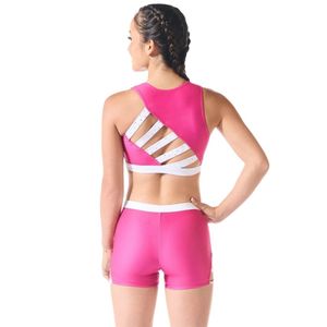 Ensemble de danse pour femmes en gros avec strass, haut court sans manches et short, tenue de performance scintillante pour le cheerleading et les spectacles sur scène - Product Image 1