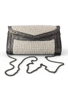 Pochette mosaïque artisanale à pois, sac de soirée de créateur pour femme, sac à bandoulière métallique pour fête et mariage - Product Image 2